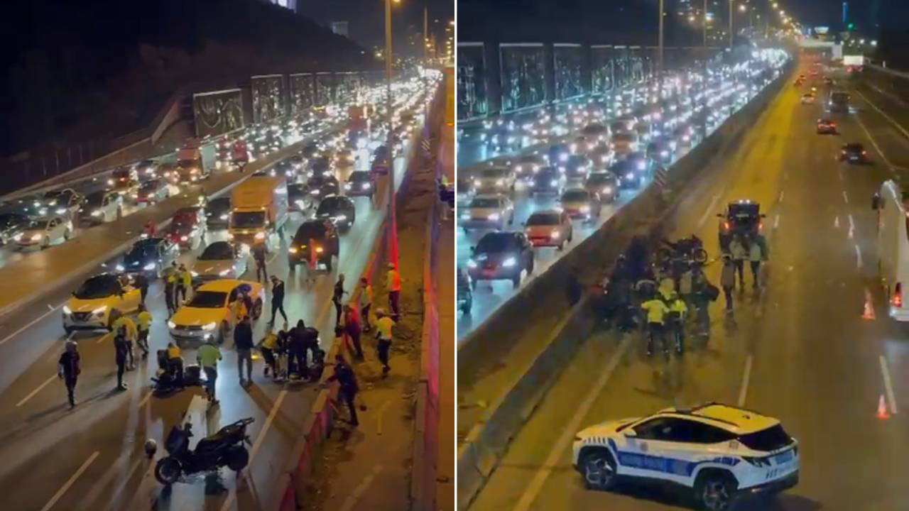 Olay anı kamerada... Kazaya müdahale eden trafik polisine motosiklet çarptı!