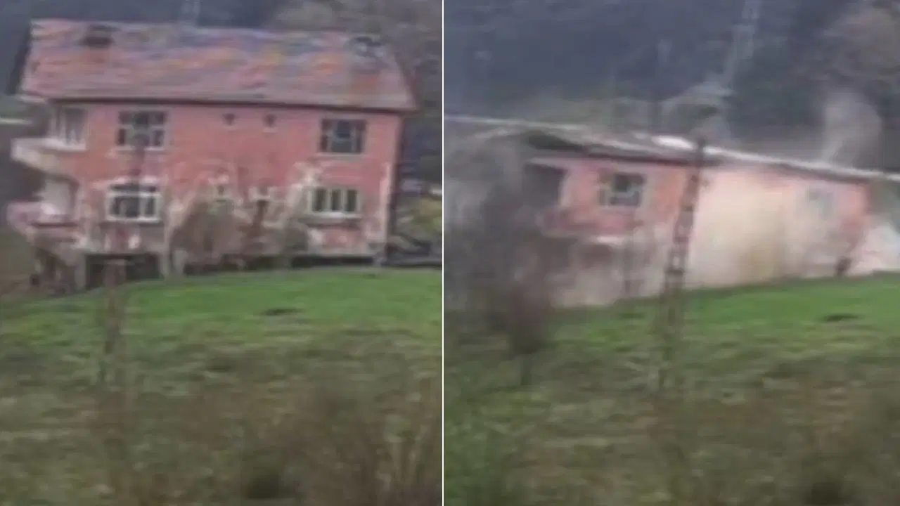 Kastamonu'da heyelan... 2 katlı ev çöktü!