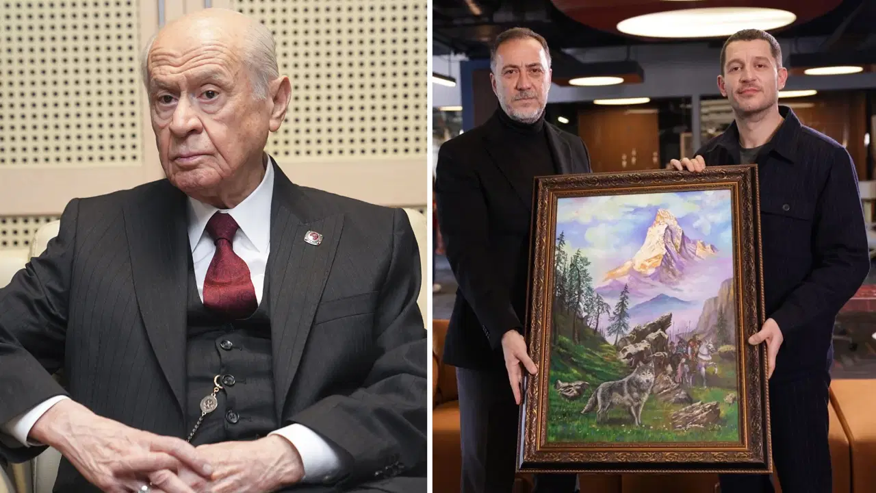 Devlet Bahçeli'nin Uraz Kaygılaroğlu'na hediye ettiği 'Bozkurt' tablosu ortaya çıktı