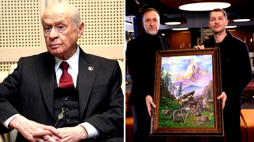 Bahçeli'nin Uraz Kaygılaroğlu'na hediye ettiği tablo ortaya çıktı