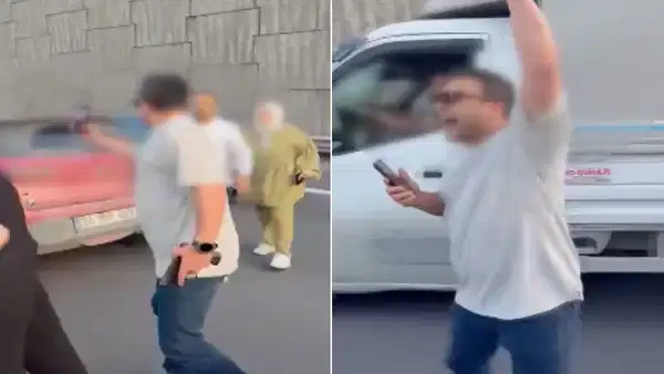 Beşiktaş'ta trafikte tartıştığı aracın önünü kesen polis havaya ateş açtı