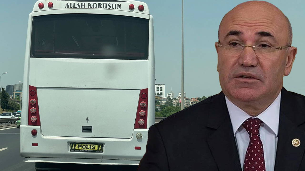 'Plakası kapatılan polis otobüsü'