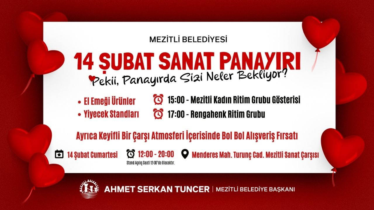 Mezitli’de 14 Şubat Sanat Panayırı ile sanat, müzik ve alışveriş bir araya geliyor