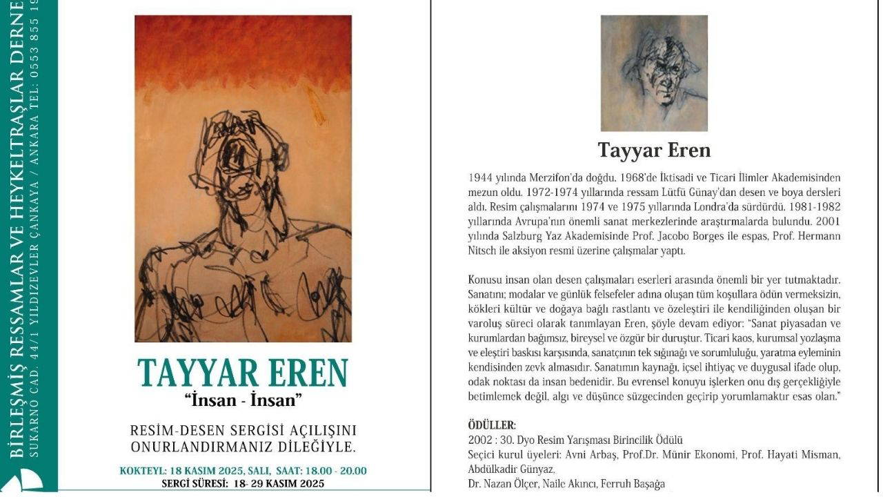 Tayyar Eren’in “İnsan-İnsan” resim-desen sergisi açılacak