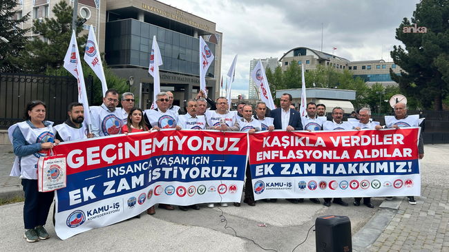 Bakanlık önünde 'derhal ek zam' eylemi