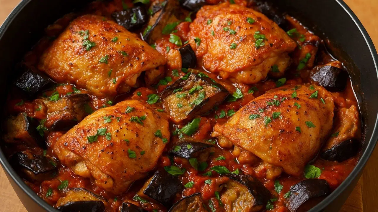 Sofraların aromalı enfes lezzeti: Köz patlıcanlı tavuk kapama