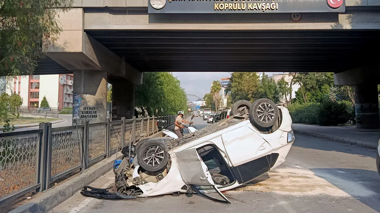 Yer: Adana... Otomobil, köprüden alt yola düştü: Sürücü yaralandı
