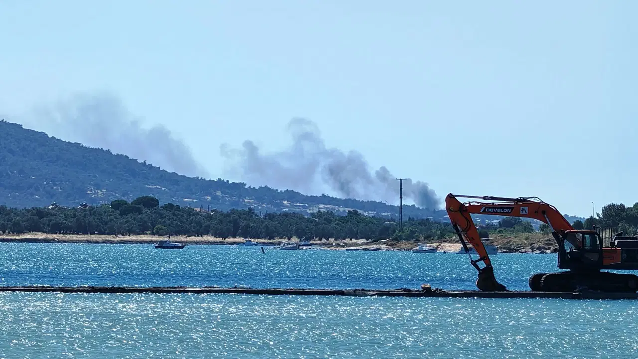 Cunda'da makilik alanda çıkan yangın ormana sıçradı