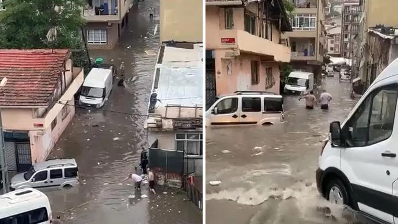 Kağıthane'de şiddetli sağanak: Ev ve iş yerlerini su bastı