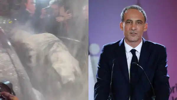 Fransa'da cumhurbaşkanı adayına unlu saldırı: Başından aşağı un döküldü