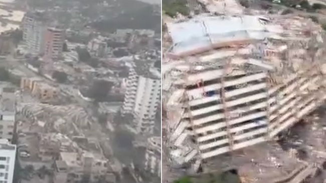Yaşanan yıkım havadan görüntülendi