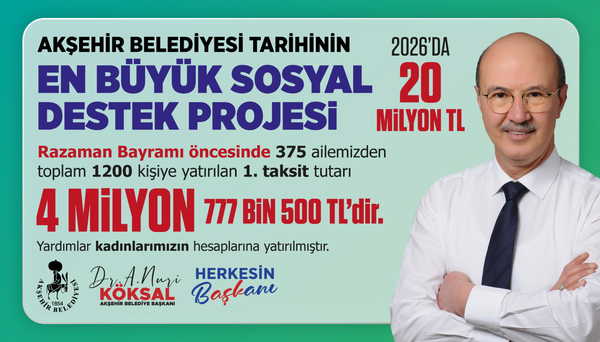 Akşehir'de Ramazan desteği yurttaşın hesabına yatırıldı: Bin 200 yurttaşa toplam 4 milyon 777 bin 500 lira ödendi