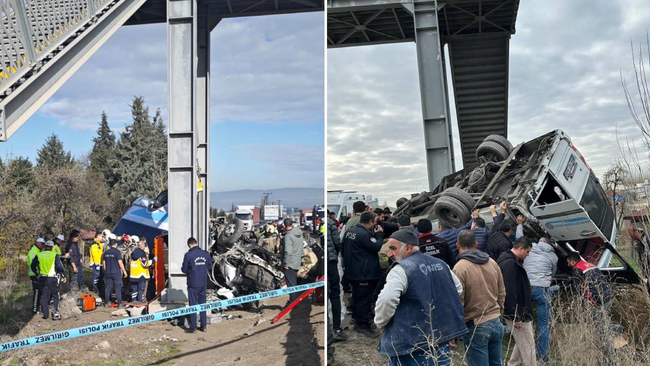 Son dakika... Başkent'te korkunç kaza... Halk otobüsü üst geçide çarptı: 4 ölü!