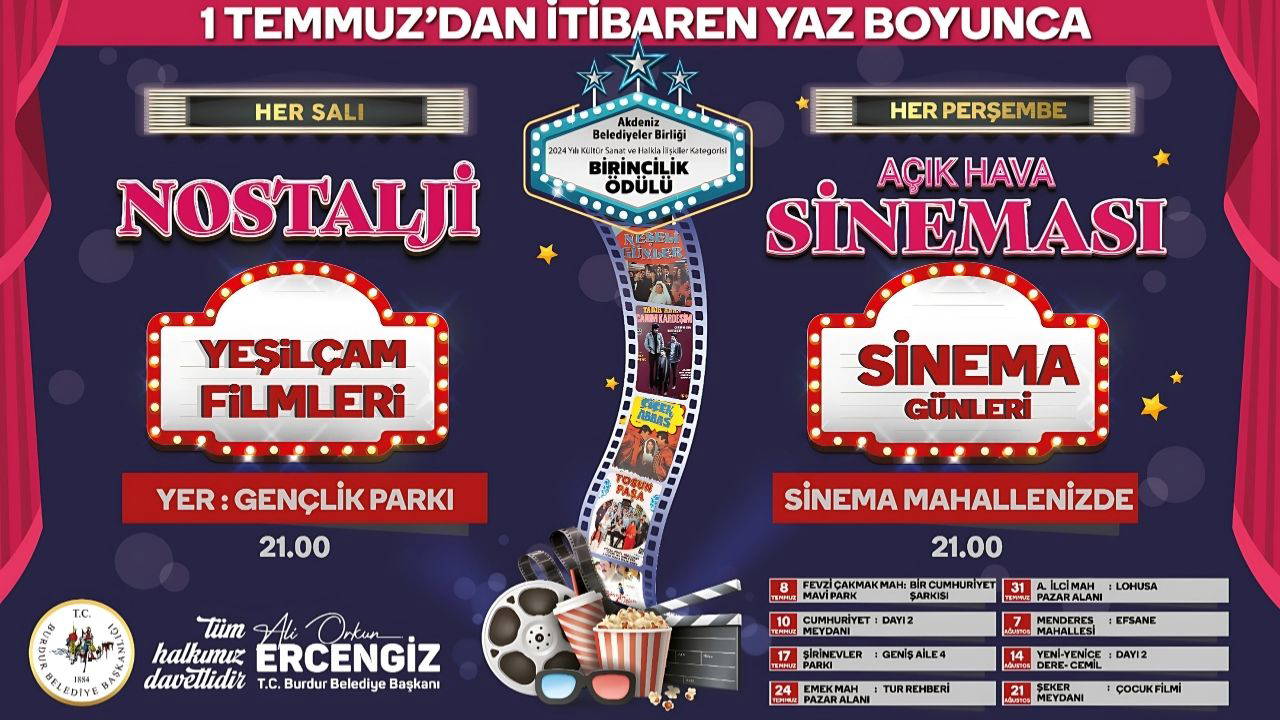 Burdur Belediyesi, yurttaşlar için sinema günleri düzenliyor