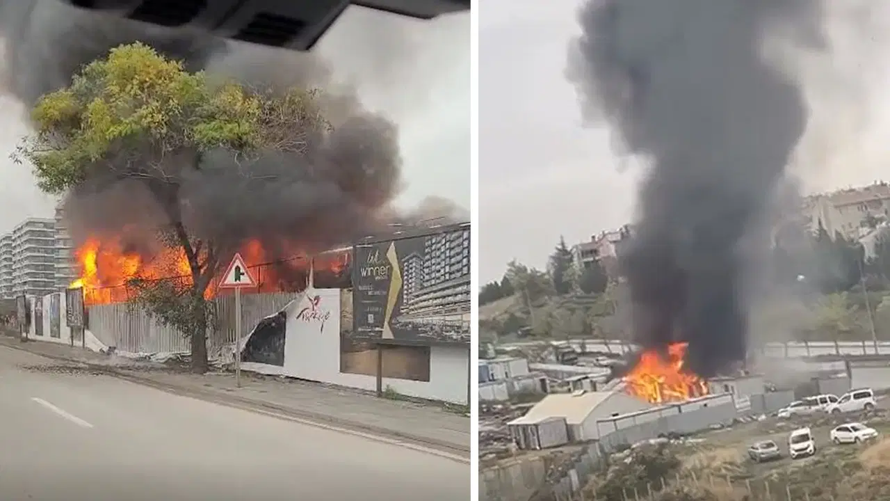 Ankara'da korkutan yangın: İnşaat işçilerinin kaldığı konteynerler kül oldu!
