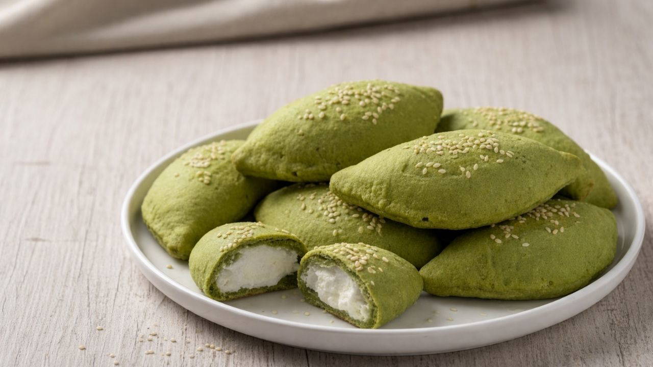 Rengiyle büyüleyen enfes lezzet: Labneli kremalı yeşil poğaça tarifi