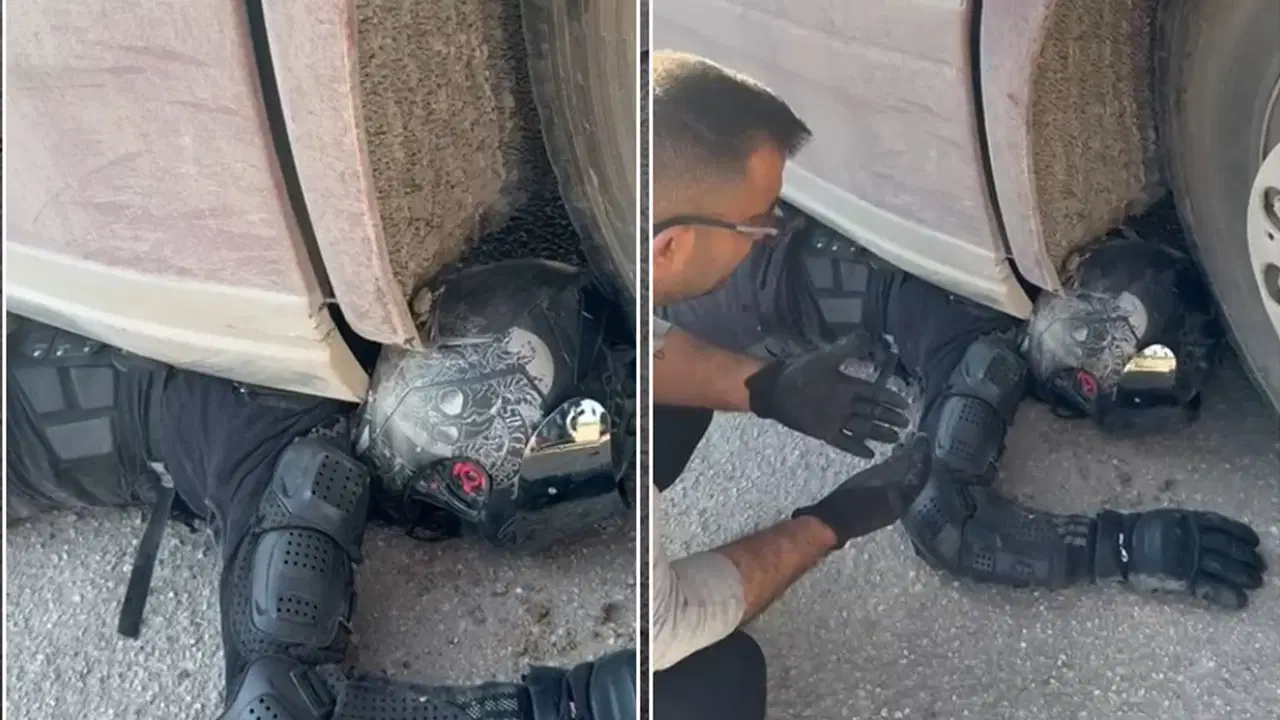 Motosikletiyle TIR'ın altında kalıp sıkışan kurye: 'Ekipmanlarım sayesinde hayattayım'