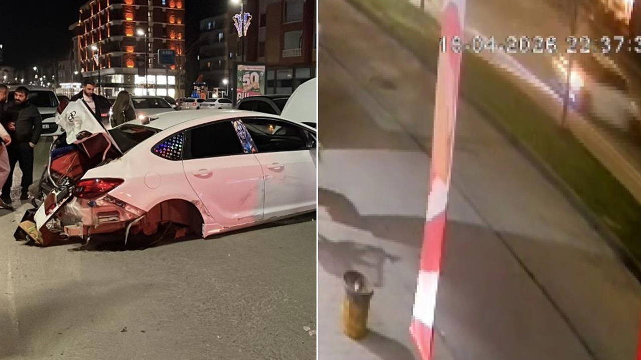 O anlar kamerada: Kazada 3 kişi yaralandı, araç hurdaya döndü