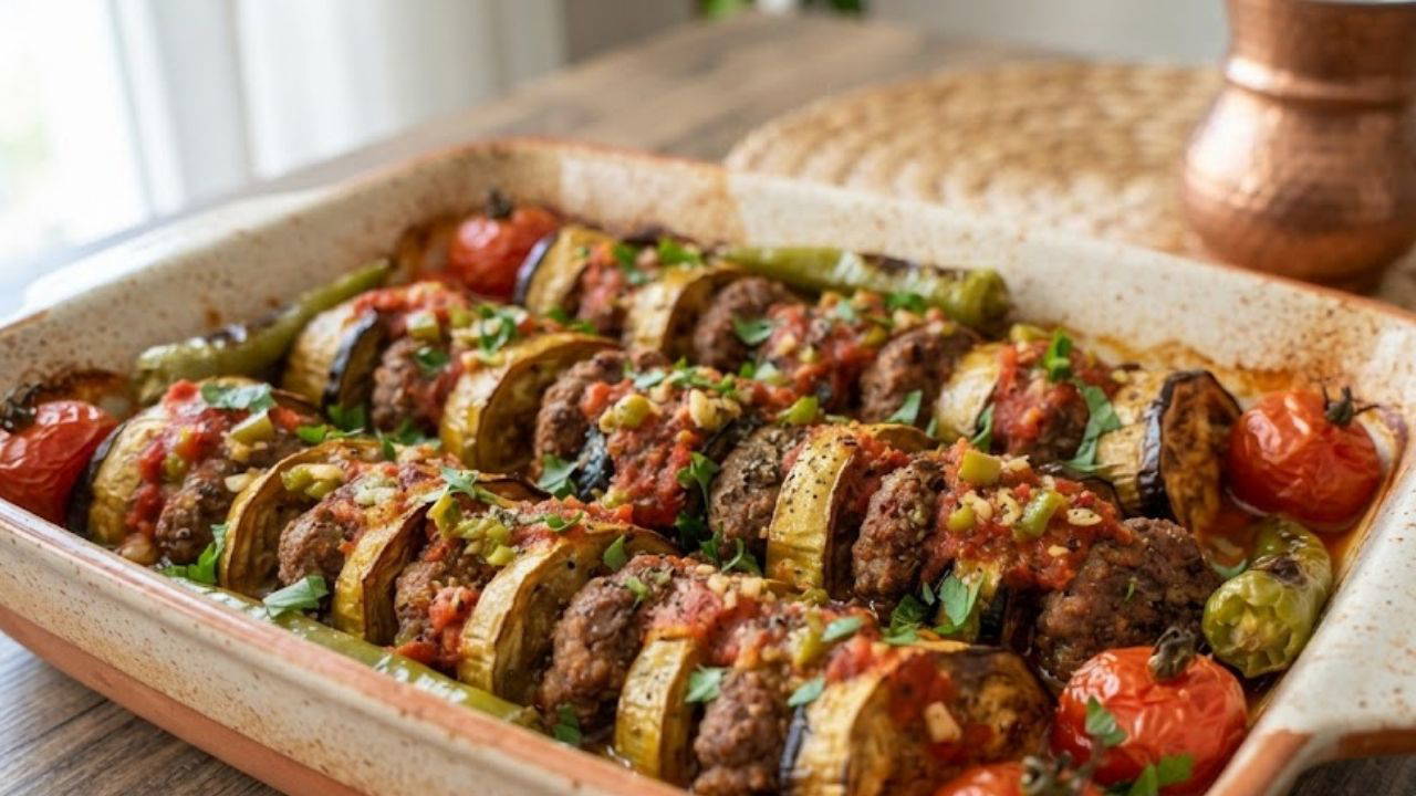 Yaz sofralarına çok yakışan klasik lezzet: Fırında patlıcan kebabı tarifi