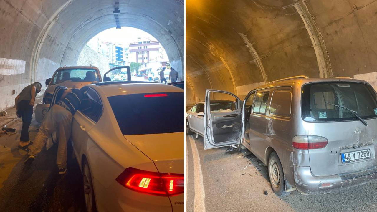 Tünel içinde iki araç kafa kafaya çarpıştı: Yaralılar var!