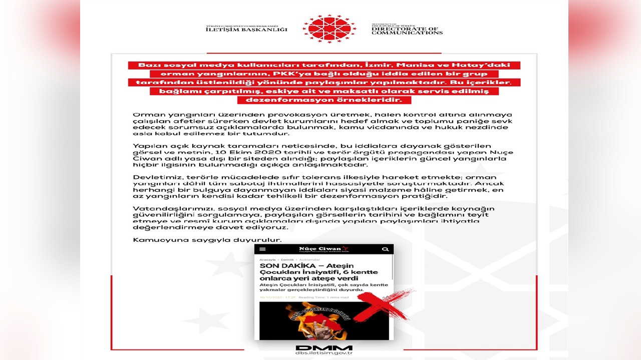 DMM'den orman yangınlarıyla ilgili açıklama