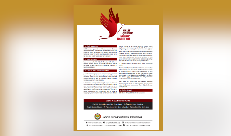 Halit Çelenk Hukuk Ödülleri’ne başvurular başladı: Ödül töreni 5 Mayıs’ta yapılacak