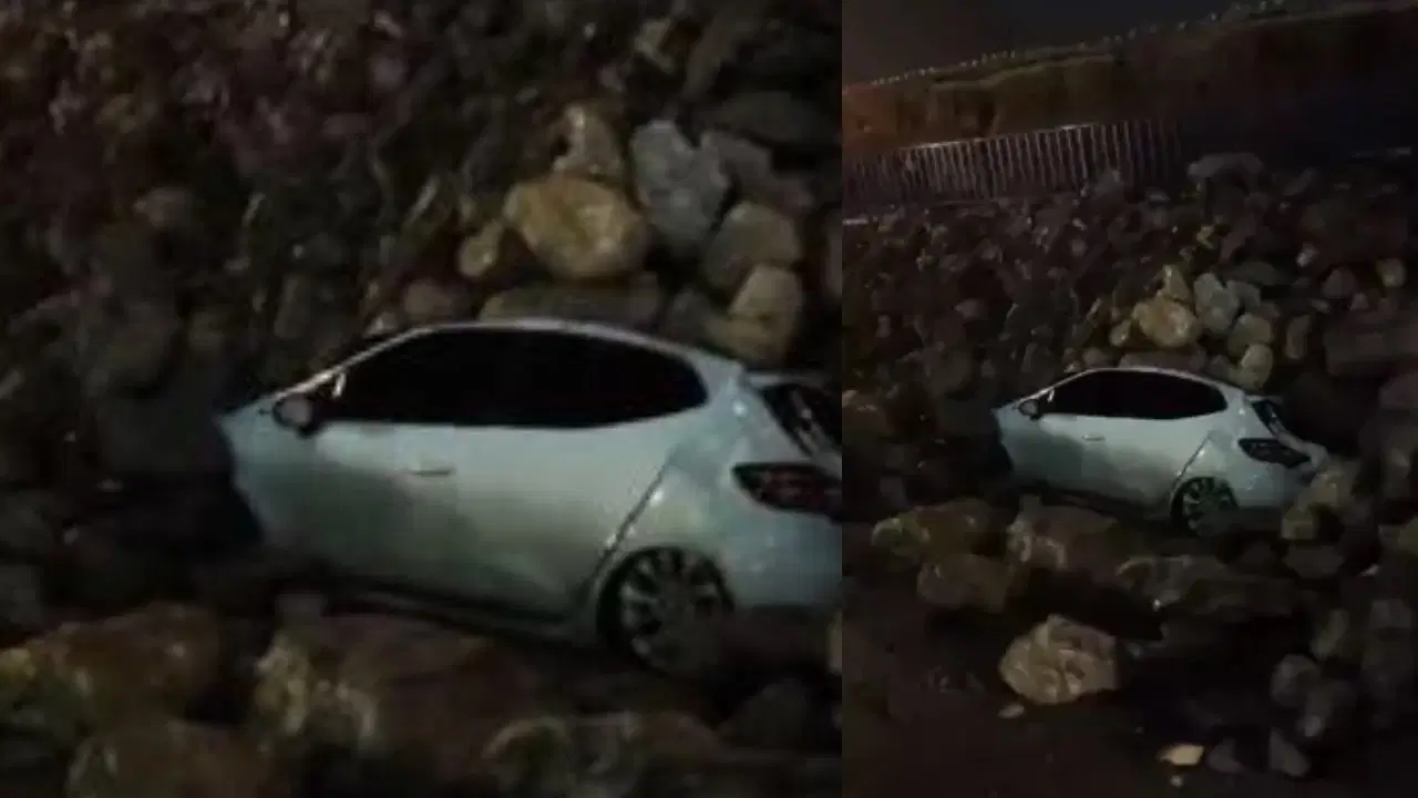 Hatay’da istinat duvarı park halindeki araçların üstüne devrildi